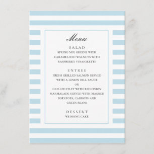 Blue nautical stripes. Modern striped wedding Menu