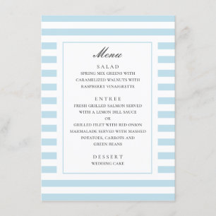 Blue nautical stripes. Modern striped wedding Menu