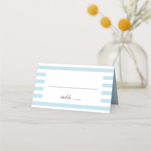 Blue nautical stripes. Modern striped wedding Place Card