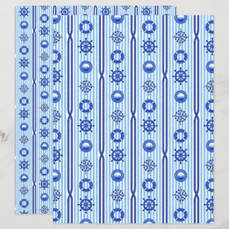 Blue Nautical Stripes Scrapbook Paper