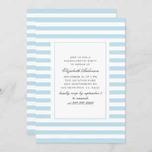 Blue nautical stripes. Striped bachelorette party Invitation
