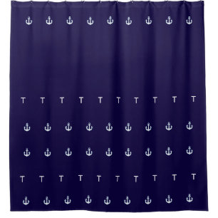 Blue Nautical, stylish & personalized anchor Shower Curtain