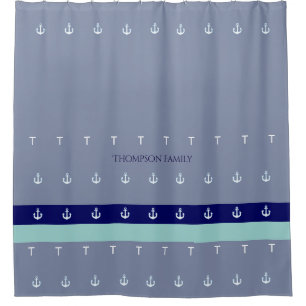 blue & nautical, stylish & personalized sea-themed shower curtain