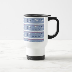 Blue Nautical Summer Travel Mug