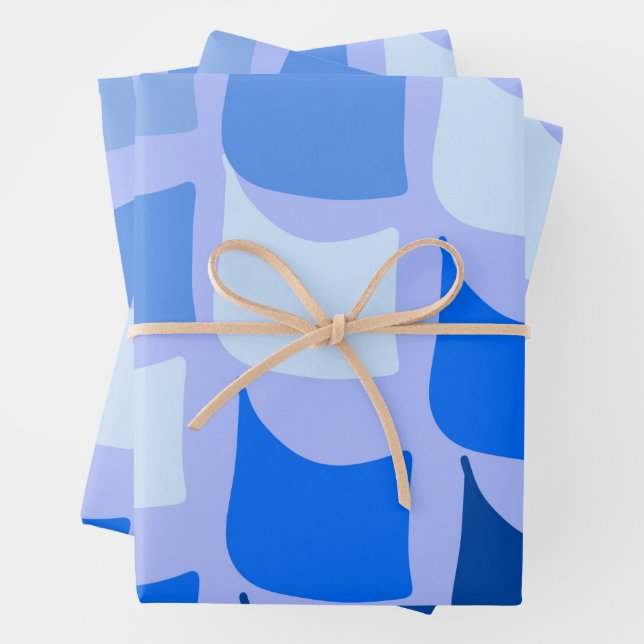 Blue Nautical Themed Flag Design Wrapping Paper Sheets (In situ)