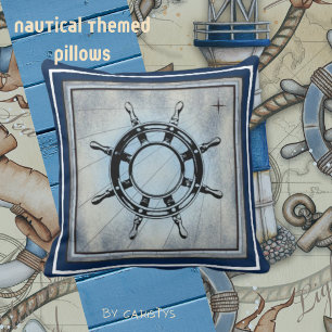 Blue Nautical Themed Throw Pillow