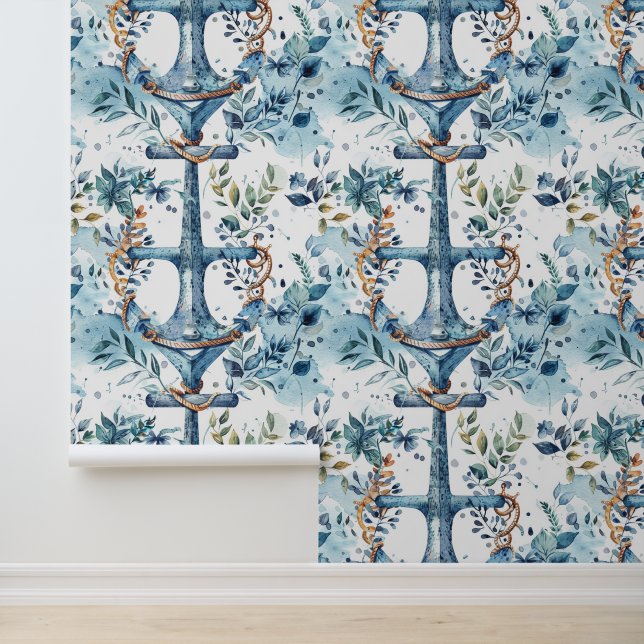 Blue nautical watercolor design wallpaper  (Application)