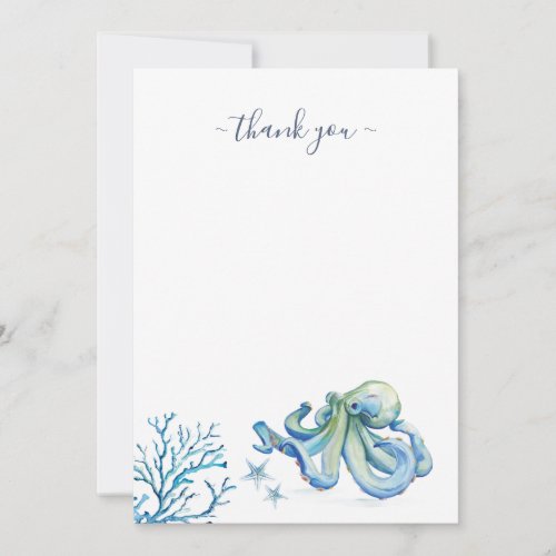 Blue Nautical Watercolor Thank You Card