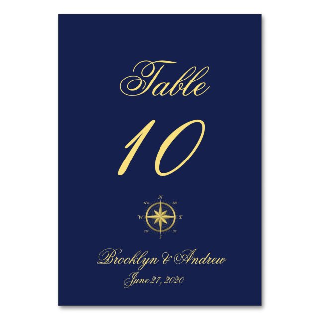 Blue Nautical Wedding Place Cards Table Cards (Front)