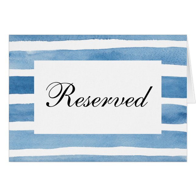 Blue nautical wedding reserved sign watercolor (Front Horizontal)