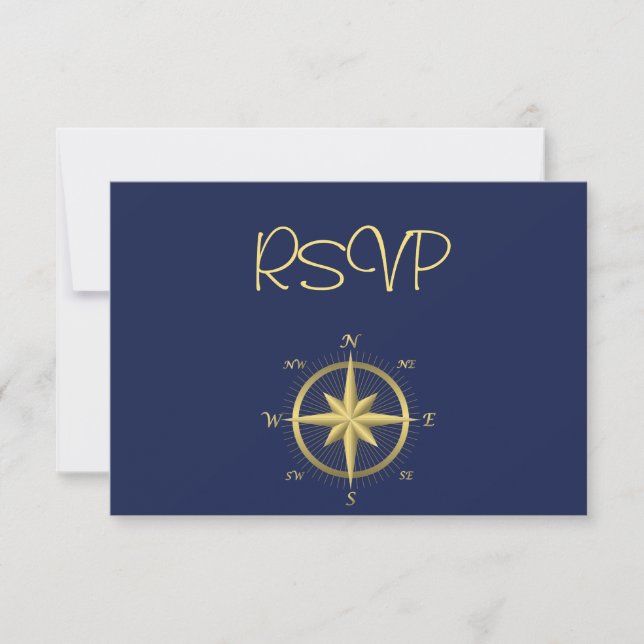 Blue Nautical Wedding RSVP Cards (Front)
