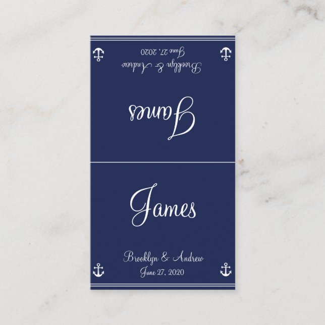 Blue Nautical Wedding Seating Cards Business Cards (Front)