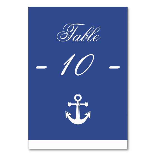 Blue Nautical Wedding Table Cards (Front)