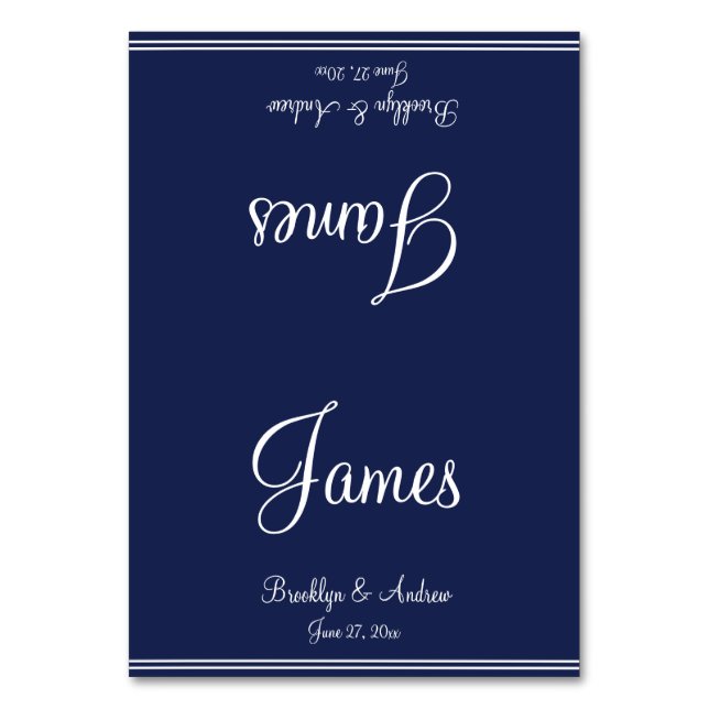 Blue Nautical Wedding Table Cards Seating Cards (Front)