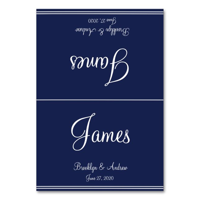 Blue Nautical Wedding Table Cards Seating Cards (Front)