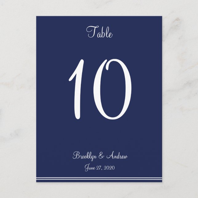 Blue Nautical Wedding Table Numbers (Front)