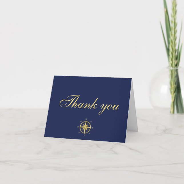Blue Nautical Wedding Thank You Cards (Front)