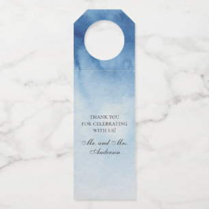 Blue nautical wedding. Watercolor navy thank you Bottle Hanger Tag