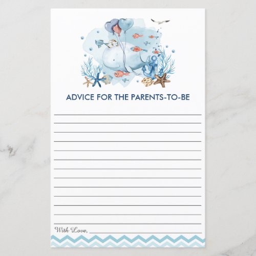 Blue Nautical Whale Baby Shower Advice for Parents