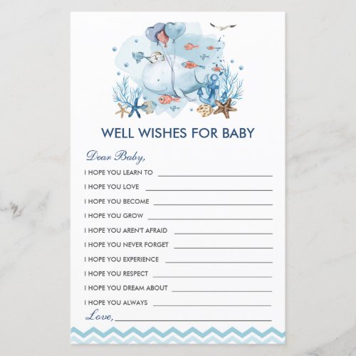 Blue Nautical Whale Well Wishes for Baby Game
