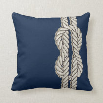Blue Nautical with Ship's Rope Throw Pillow