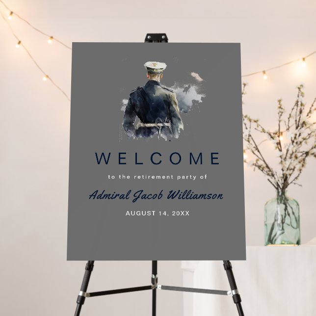 Blue Naval Silouette Retirement Foam Board (In Situ (Stand))