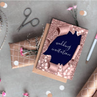 Blue Navy 3D Rose Gold Wedding Glitter