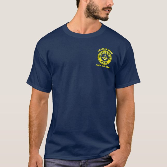 Blue navy Anchor nautical captain boat summer  T-Shirt (Front)
