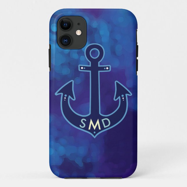 blue navy anchor personalized Case-Mate iPhone case (Back)
