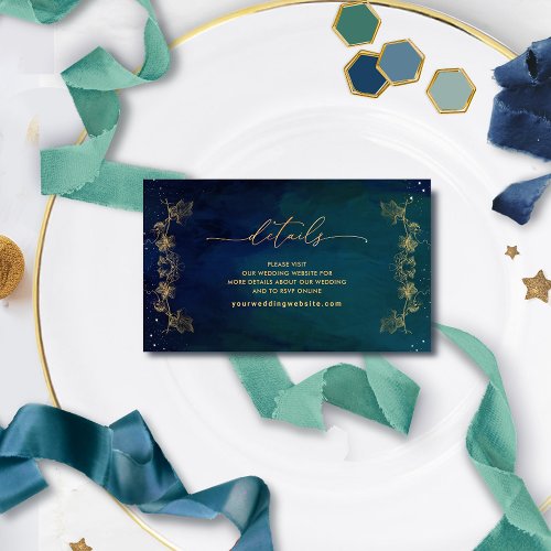 Blue Navy and Green Wedding Website  Details Enclosure Card