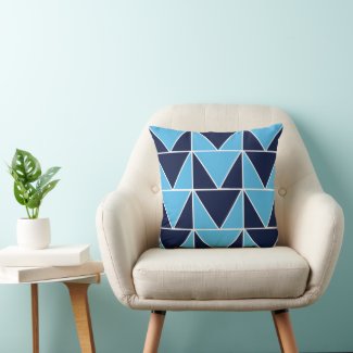 Blue Navy Blue Geometric Triangle Pattern