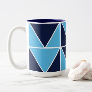 Blue Navy Blue Geometric Triangle Pattern