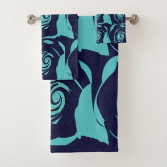 Blue Navy Blue Rose Flower Floral Pattern