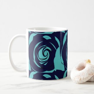 Blue Navy Blue Rose Flower Floral Pattern 