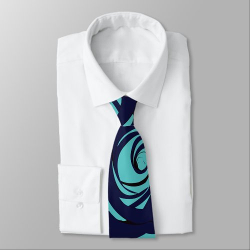 Blue Navy Blue Rose Flower Floral Pattern Neck Tie