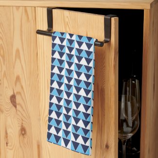 Blue Navy Blue White Triangle Geometric Pattern 