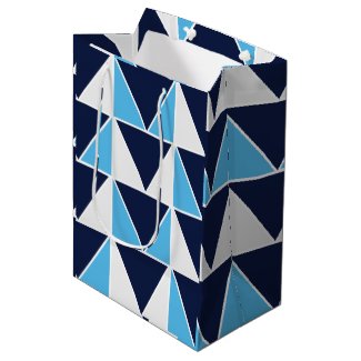 Blue Navy Blue White Triangle Geometric Pattern 