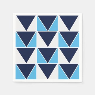 Blue Navy Blue White Triangle Geometric Pattern 