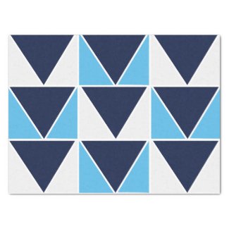Blue Navy Blue White Triangle Geometric Pattern 
