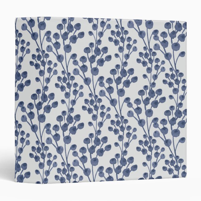 Blue Navy Botanical 3 Ring Binder (Front/Spine)