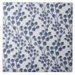 Blue Navy Botanical Ceramic Tile
