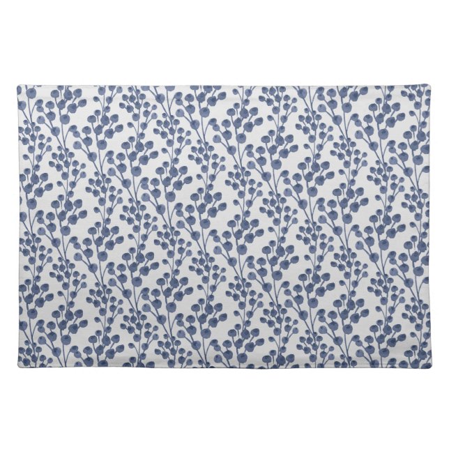 Blue Navy Botanical Cloth Placemat (Front)