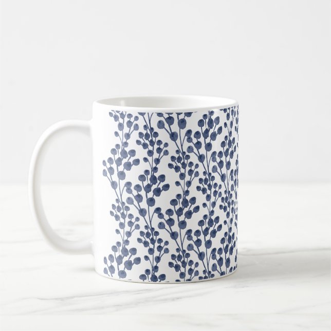 Blue Navy Botanical Coffee Mug (Left)