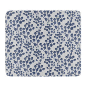 Blue Navy Botanical Cutting Board