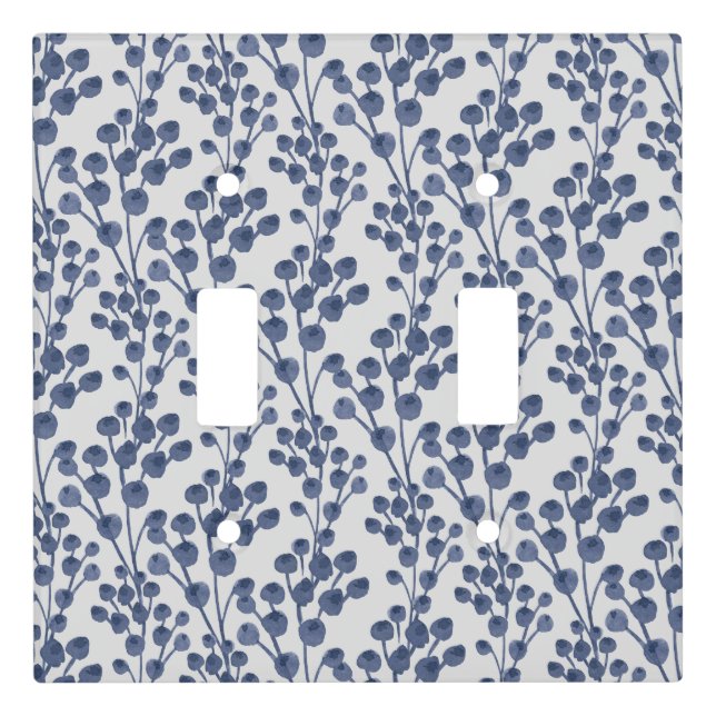 Blue Navy Botanical Light Switch Cover (Front)