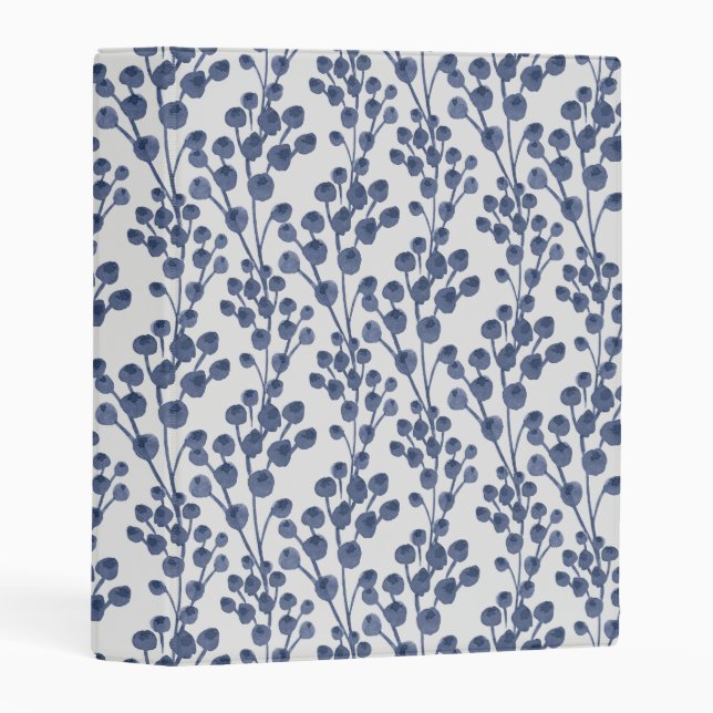 Blue Navy Botanical Mini Binder (Front/Spine)
