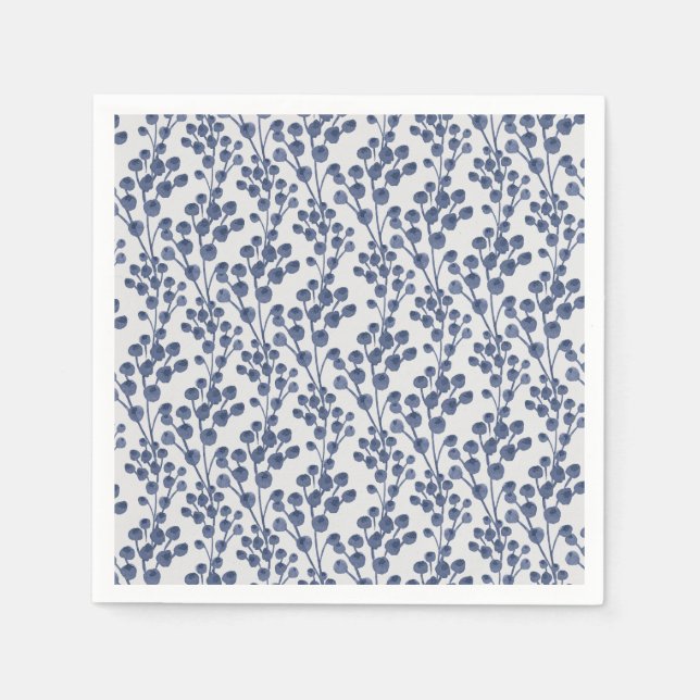Blue Navy Botanical Napkins (Front)