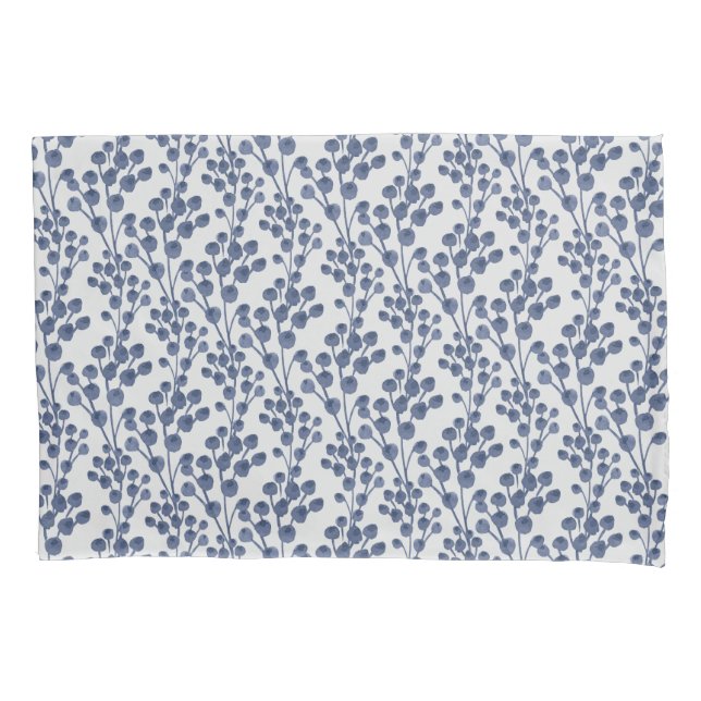 Blue Navy Botanical Pillow Case (Front)