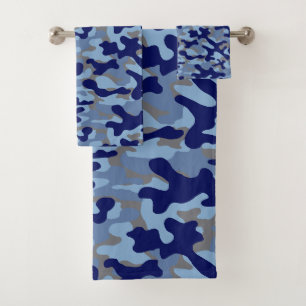 Blue Navy Camouflage Pattern  Bath Towel Set