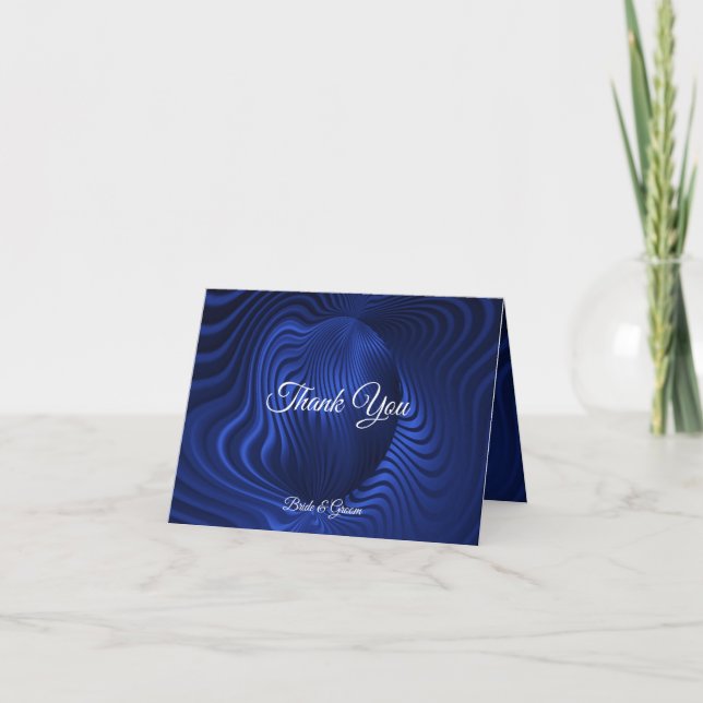 Blue Navy Decorative Thank You Card (Front)